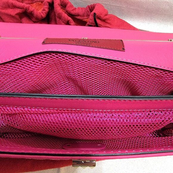 Rare VALENTINO Napa Lace Girello Flap Bag in Fuschia - Picture 7 of 16